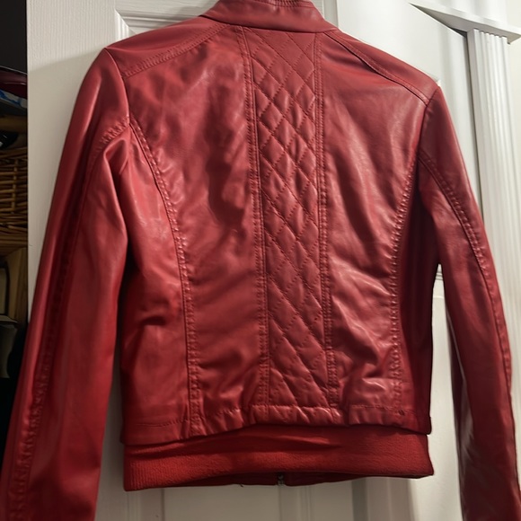 Red pleather jacket. Lightly used. - Picture 2 of 3